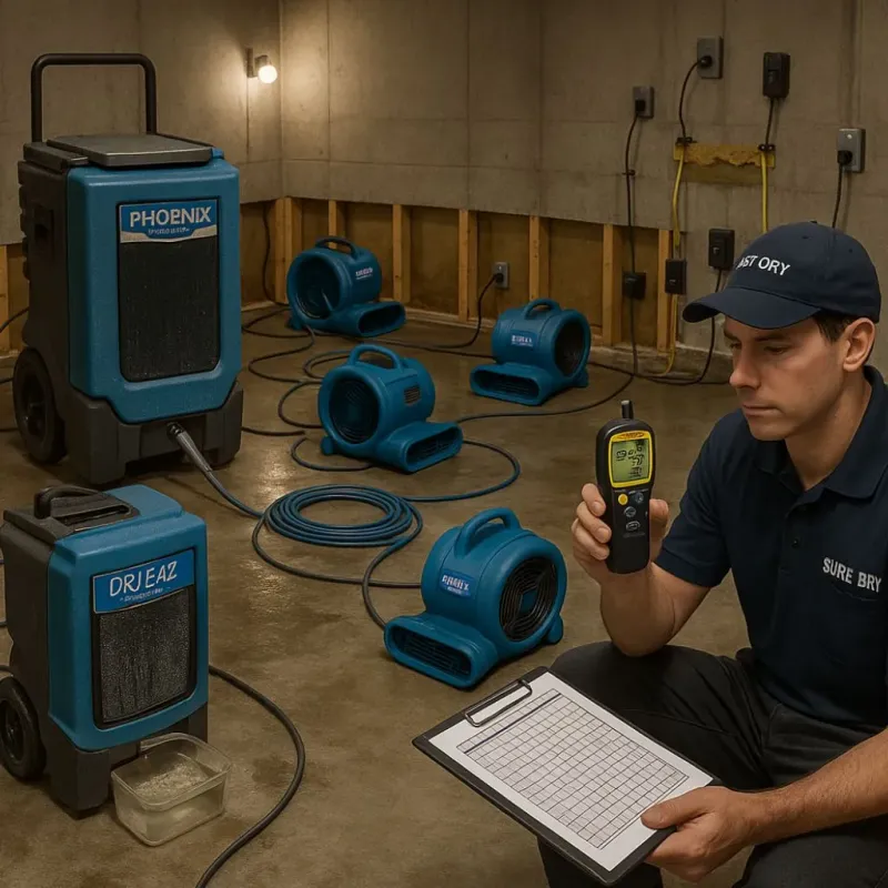 Structural Drying and Dehumidification process in Brownsville, LA